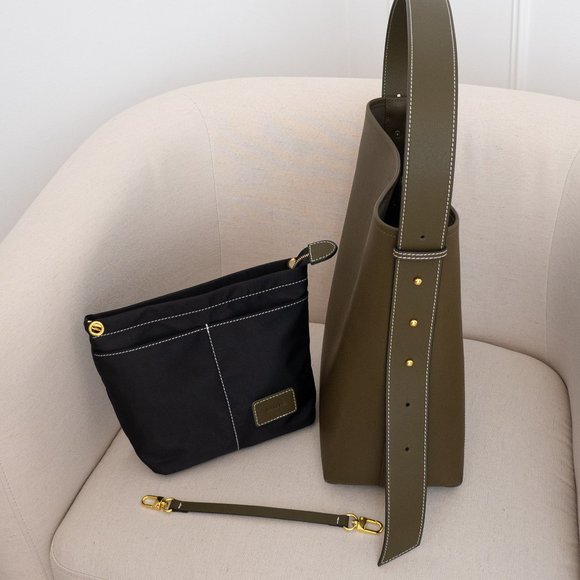 Jolina Leather Bucket Tote - Olive - Picture 9 of 12